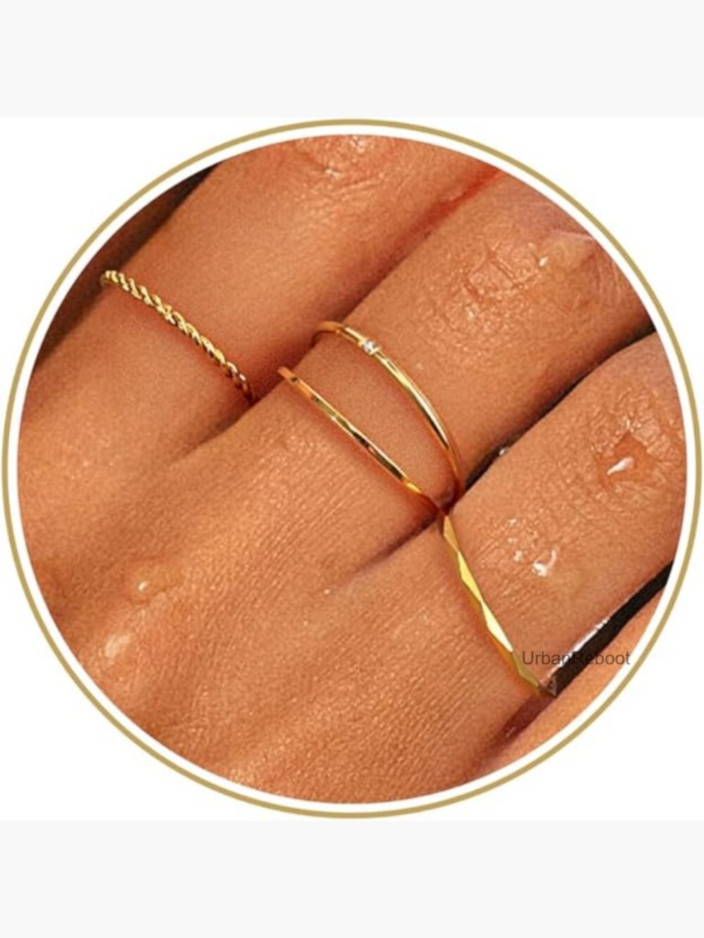14K Gold Plated Stackable Rings Set Waterproof Non Tarnish Thin Thumb Ring